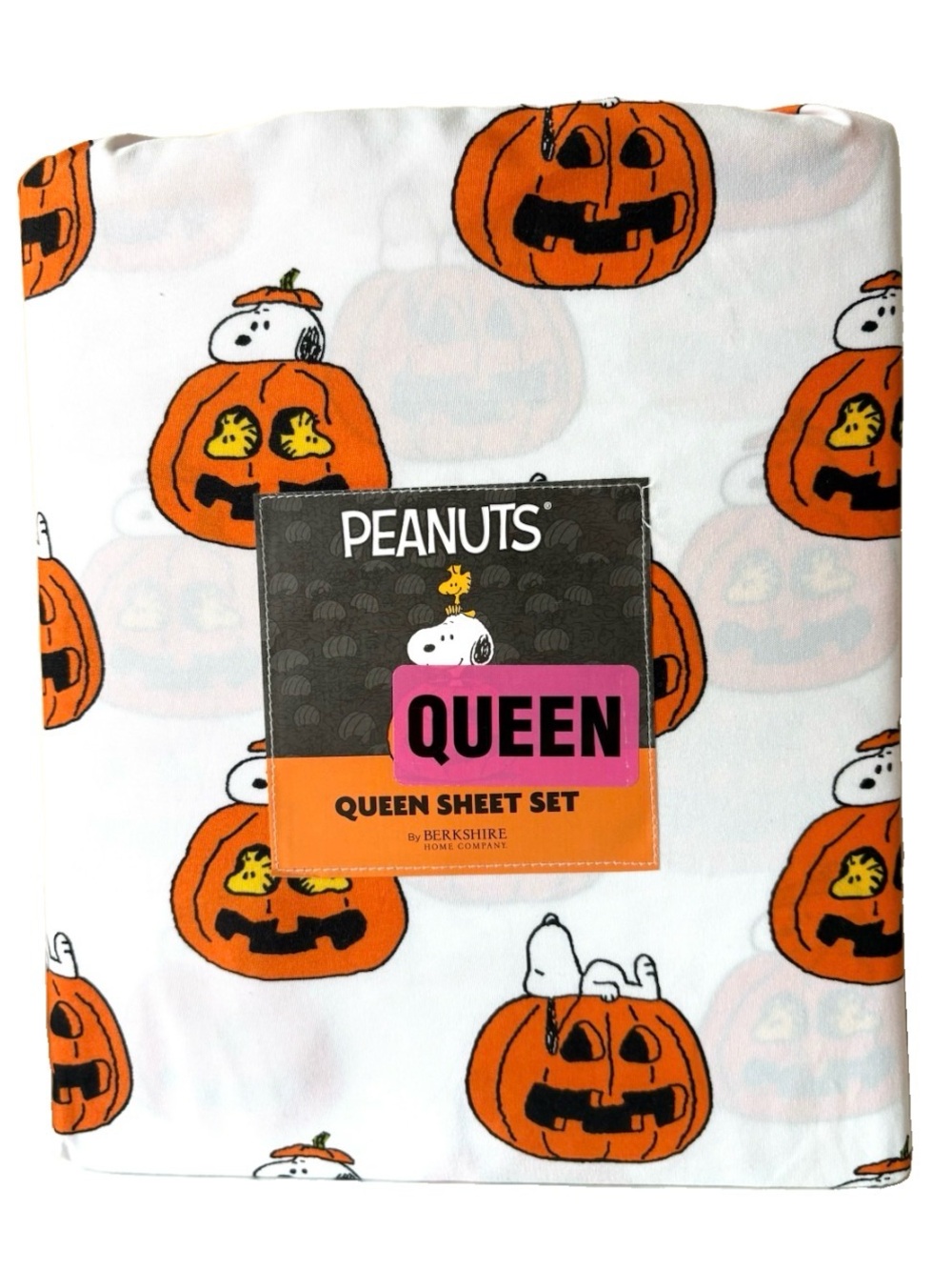 Peanuts Snoopy 4PC Pumpkin Halloween Queen Sheet Set